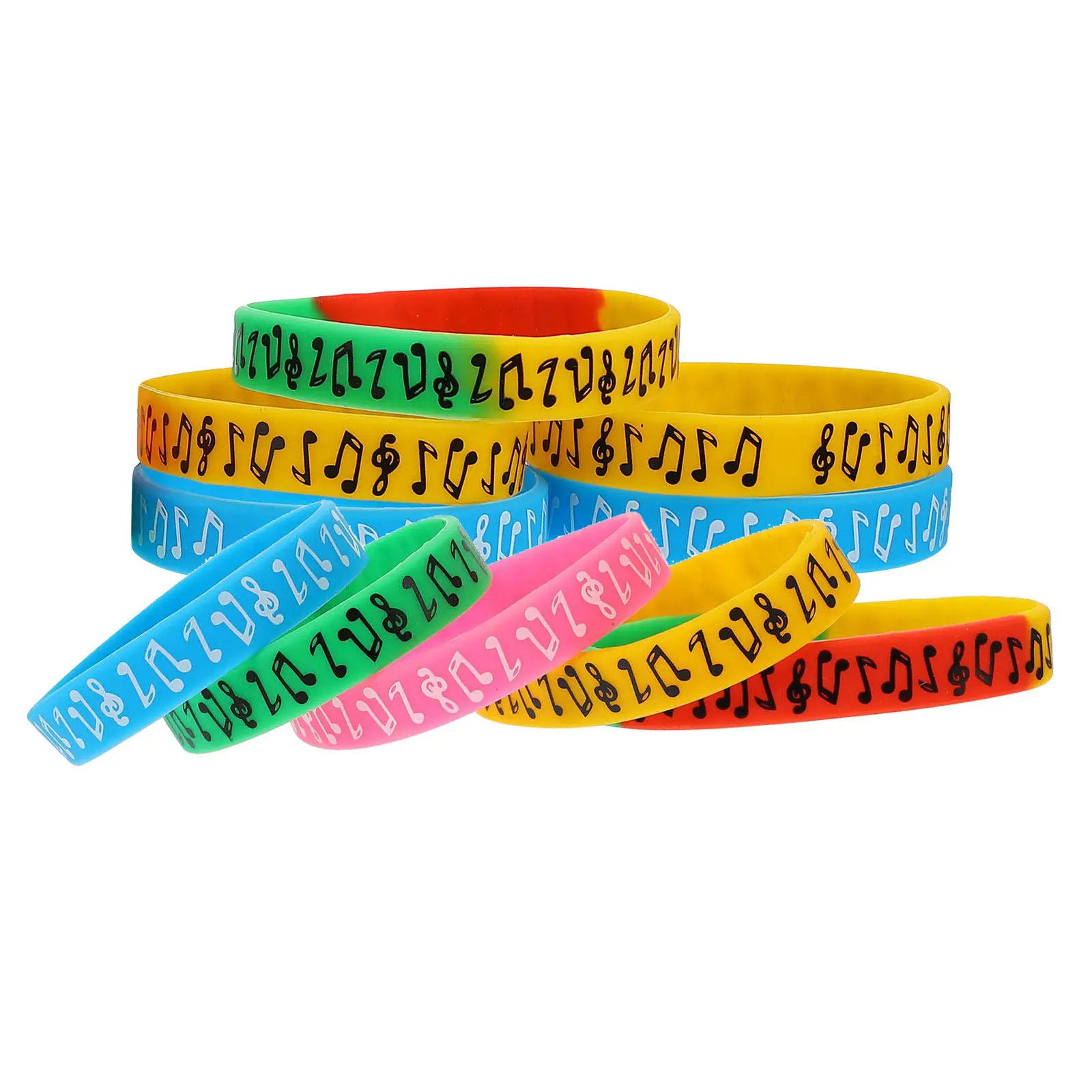 

10Pcs Electric Music Festival Wristbands Syllable Notes Silicone Bracelets Decorative Music Concert Wrist Band Gift Choice