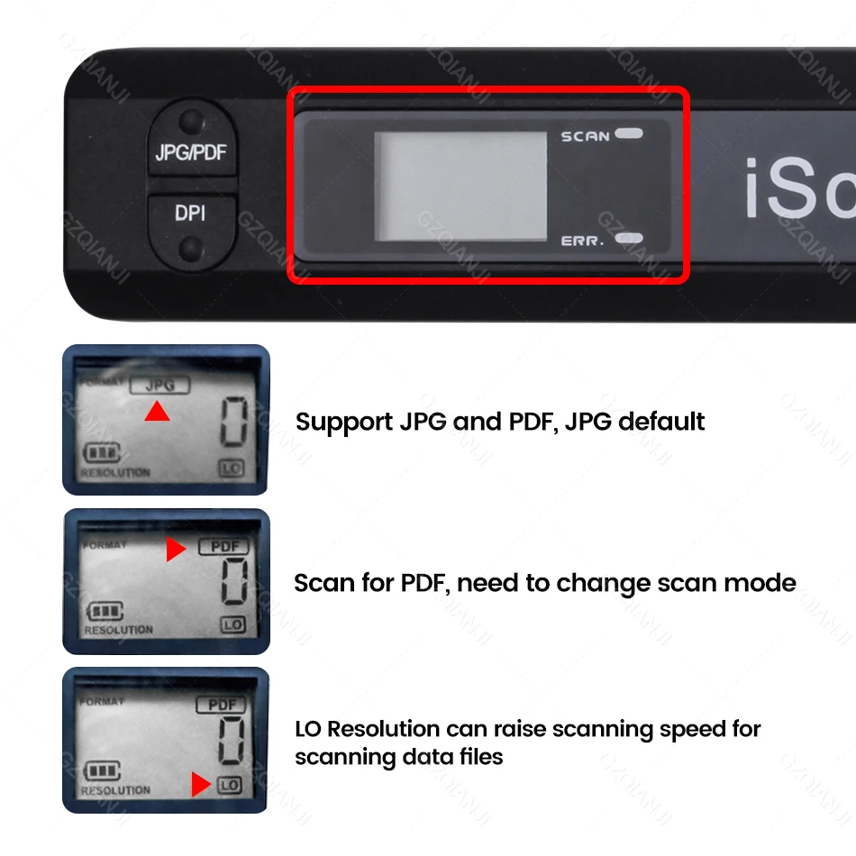 A4 Document Portable Scanner New Creative Handheld Mobile Portable iScan 900 DPI USB 2.0 LCD Display Support JPG / PDF Format