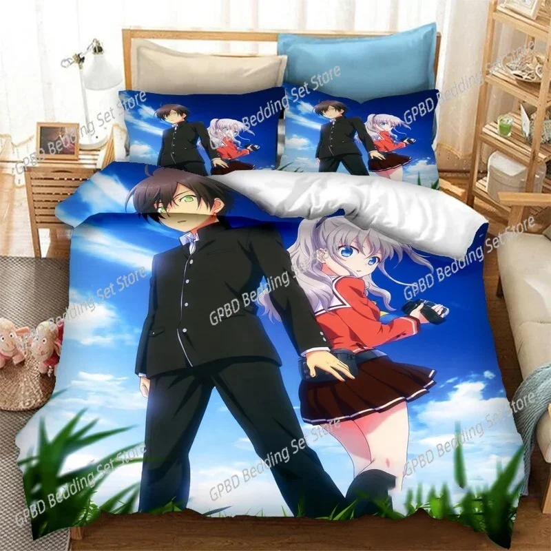 Charlotte Anime Nao Tomori 3D Bedding Set Duvet Cover Pillowcases Single Twin Full Queen King Size Home Decor Quilt Boys Gift