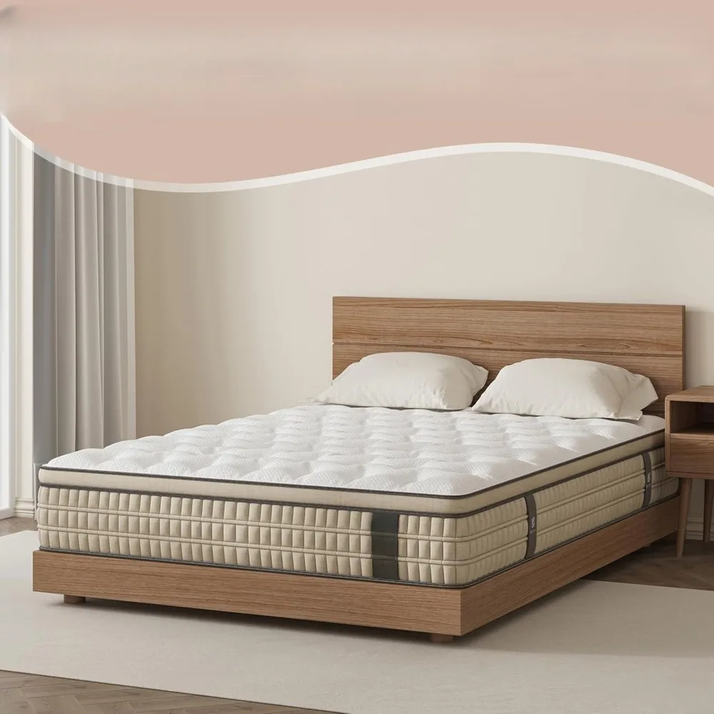 

Mattress 12 inch - Pain-Relieving Hybrid Mattresses for Extra Lumbar & Hip Support - 365-Night Trial - Fiberglass-Free Bed