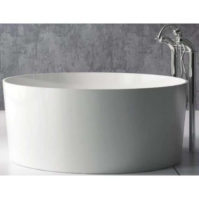 Hotel Bathroom Small Round Bathtub Center Drainer Solid Surface Freestanding Bathtub, Eco-friendly Durable, Scratch Resistant