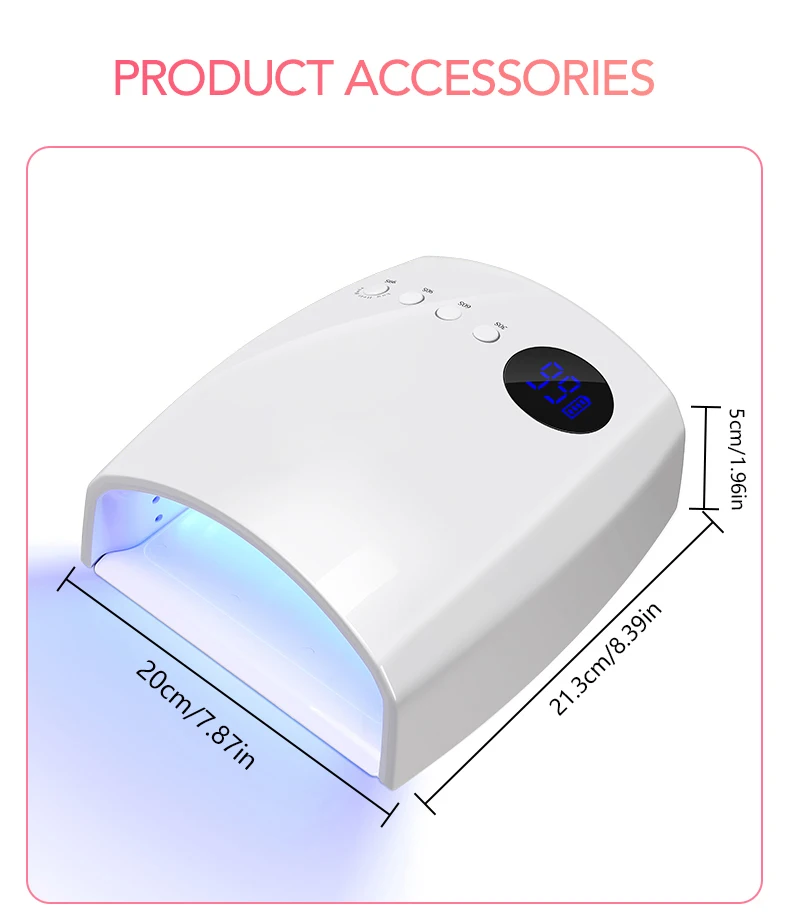 45 LEDs  4 Timers Modes 168W UV  Lamp For Nails Wireless Gel Polish Nail Dryer Pedicure Manicure Light Cordless LCD Nail Lamp