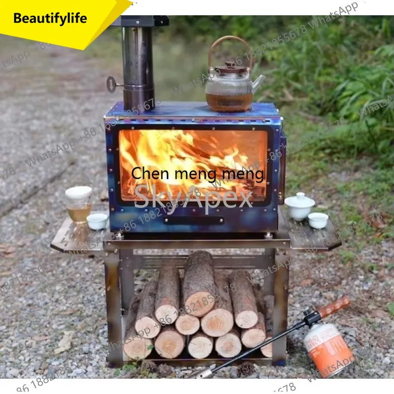 A55 Portable Pure Titanium BBQ Wood Stove - Multifunctional Lightweight Smokeless For Indoor Warming Outdoor Grilling Camping Pi