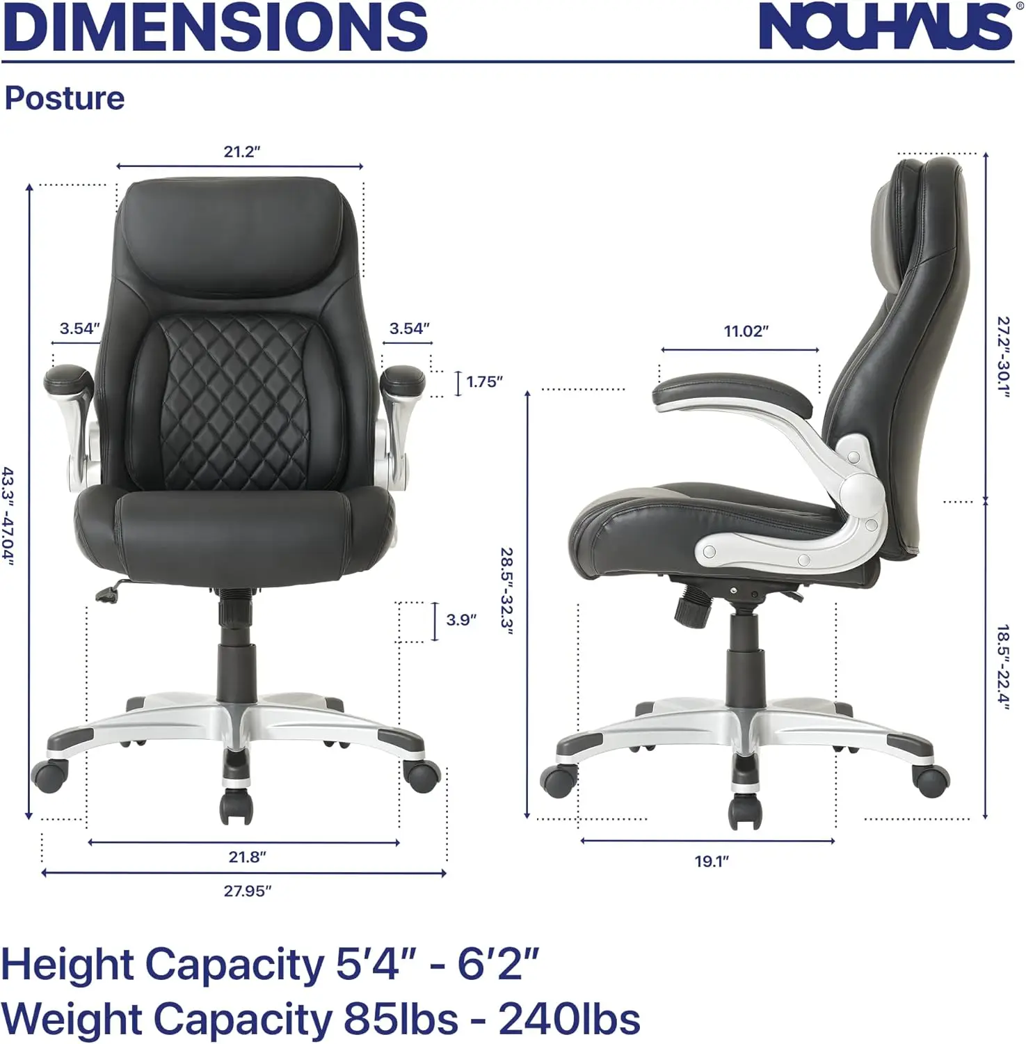 Posture Ergonomic PU Leather Office Chair. Click5 Lumbar Support with Armrests. Modern Executive Chair and Computer