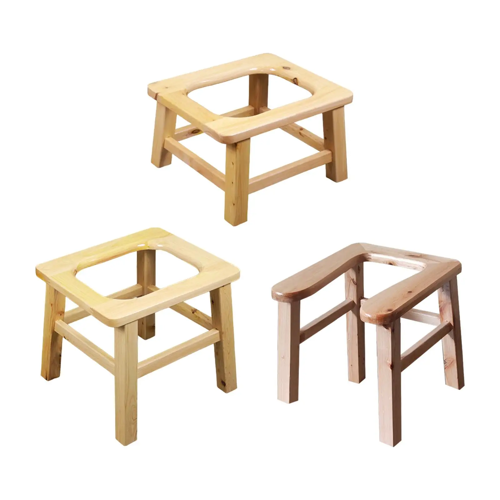 

Raised Toilet Seat Commode Chair Shower Chair,Wood,Multi Uses,Comfortable Assistance Stool Squatting Toilet Stool for Adults