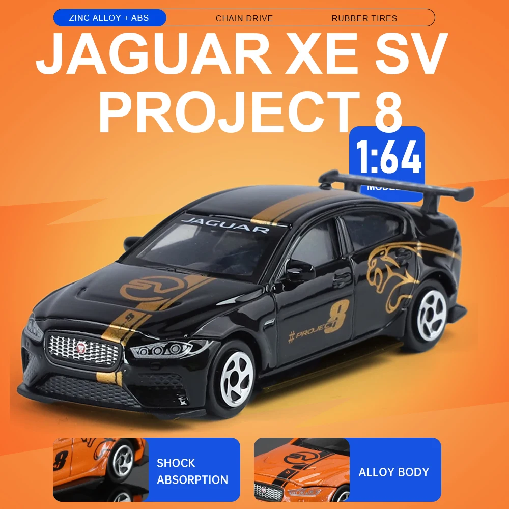 

1:64 Jaguar XE SV Project 8 Toys Models Sports Cars Wheel Shock Absorption Vehicles Rubber Tires Miniature Car Perfect Gifts
