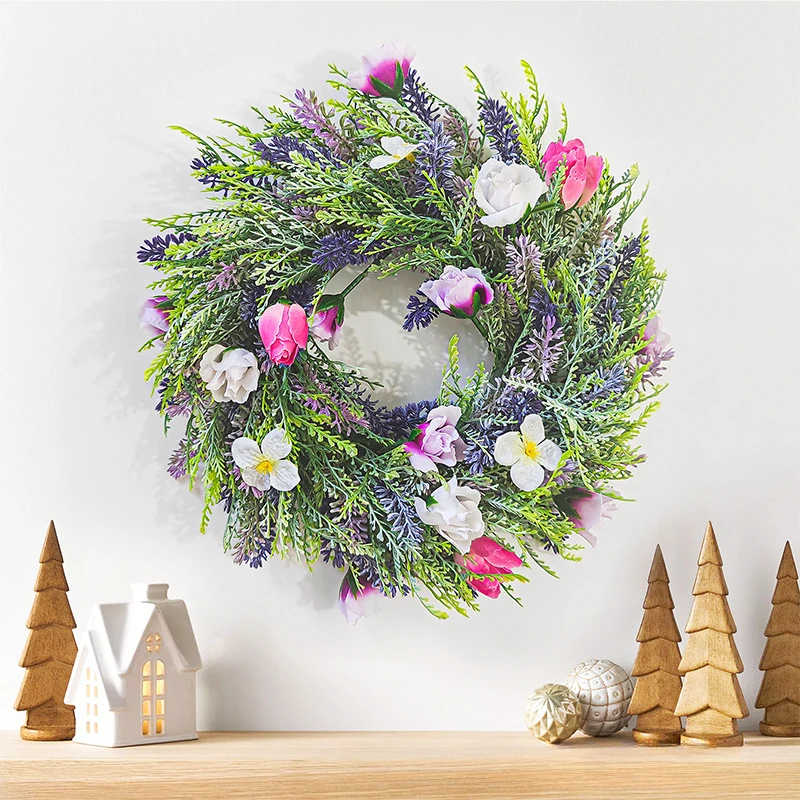 

Simulation Rose Eucalyptus Leaf Lavender Wreath Decorations Hanging Craft Decorations For Valentine's Day And All Seasons