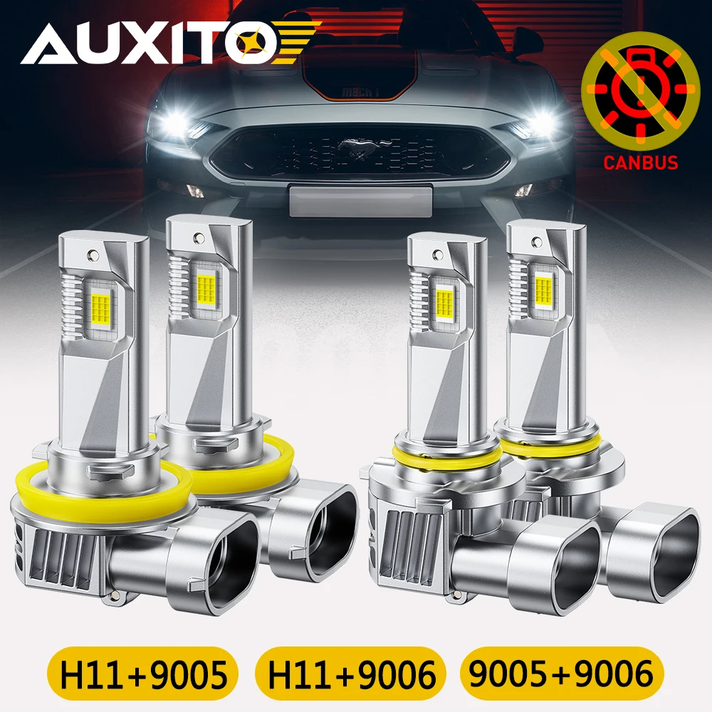 

Комплект из 4 светодиодных ламп AUXITO Combo H11 9005 9006 для фар, 50 Вт, 12000 лм, 6500K, 12В, CSP, для автомобилей, ближний и дальний свет
