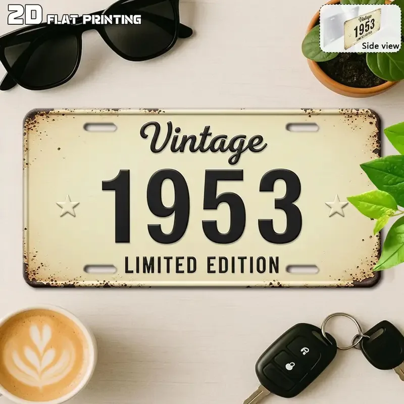 For Decorative Purposes Solely 1pc 2D Flat Sign Designed for Men'S And Women'S License Plate Covers And Frames Vintage 1953 Alum