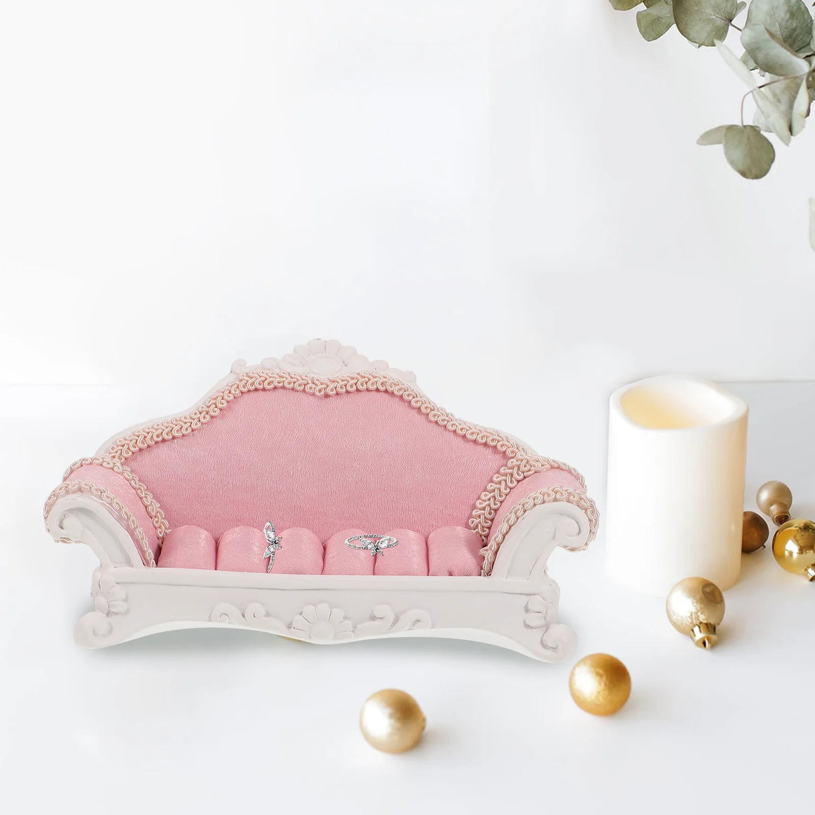 

Jewelry Display Stand Sofa-Shaped Elegant Ring Display Rack For Home Jewelry Storage Organizer Decorative Holder