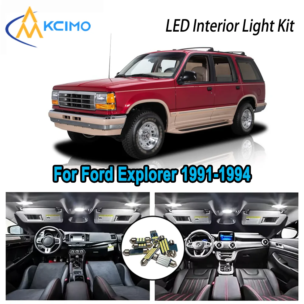 

Высококачественный светодиодный комплект интерьера для Ford Explorer 1991-1994 1992 1993 1994, премиальные безошибочные купольные карты, багажник, автомобильные лампы