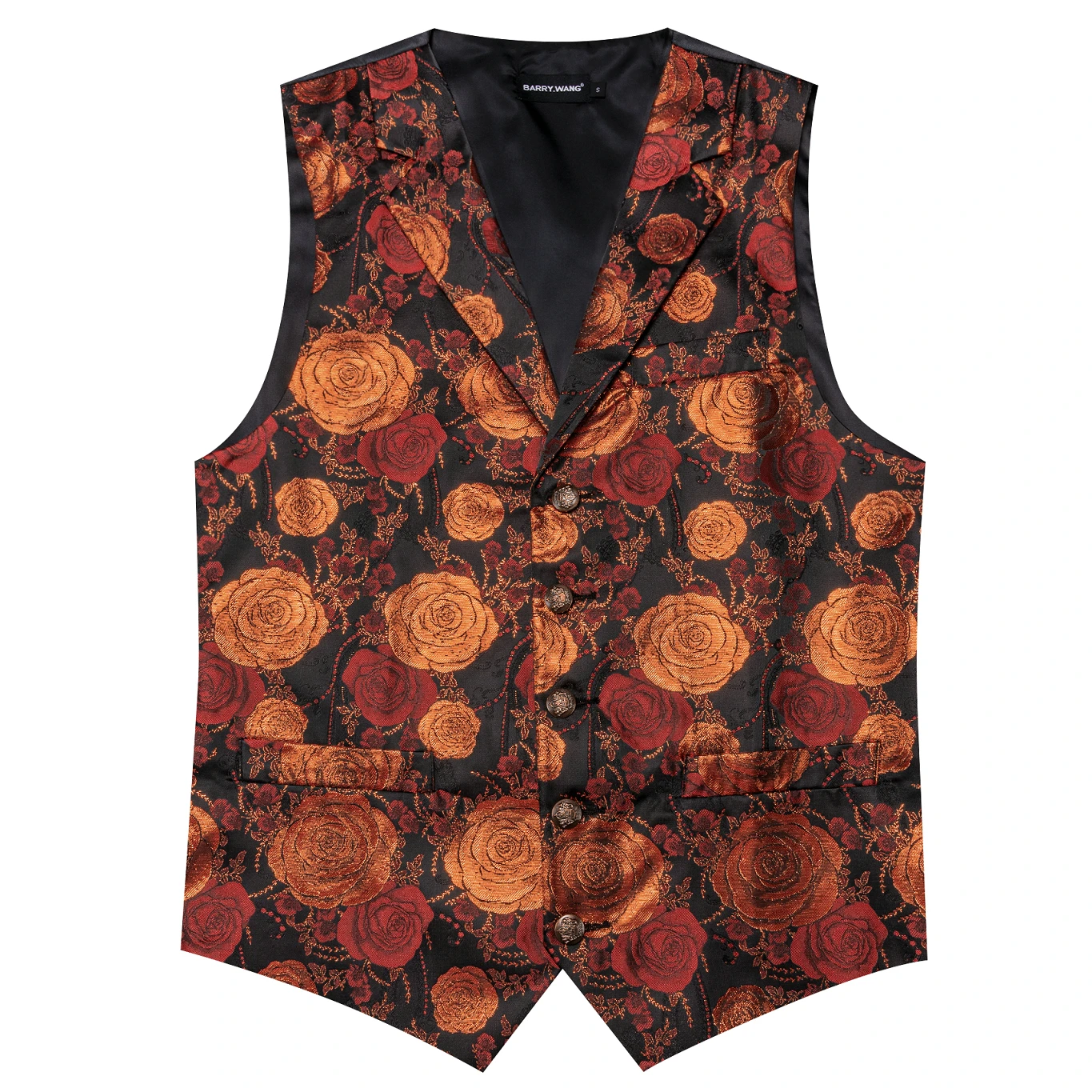 VERVEROW Luxuriöse Herren-Weste mit Jacquard-Blumenmuster, gekerbtem Reverskragen, Weste mit Fliege, Set für formelle Hochzeiten, Partys, Smoking – Detail 10