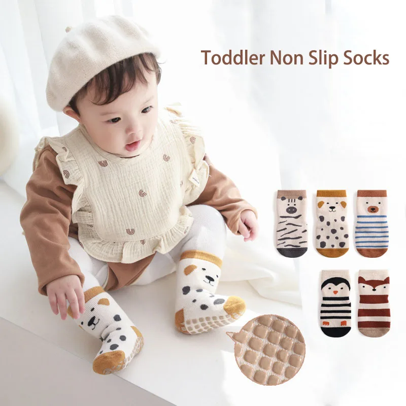 Baby Toddler Socks with Grips Baby Toddlers Girls Boys Non Slip Grip Socks with Grippers 6 Months-5 Year Old Warm Thick