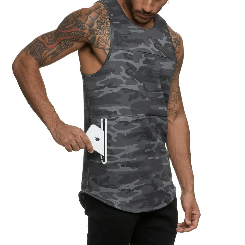 Running Vest Men Camouflage Sport Top Men GYM Fitness Tank Top Quick Dry Training Clothing Workout Running Tops Male