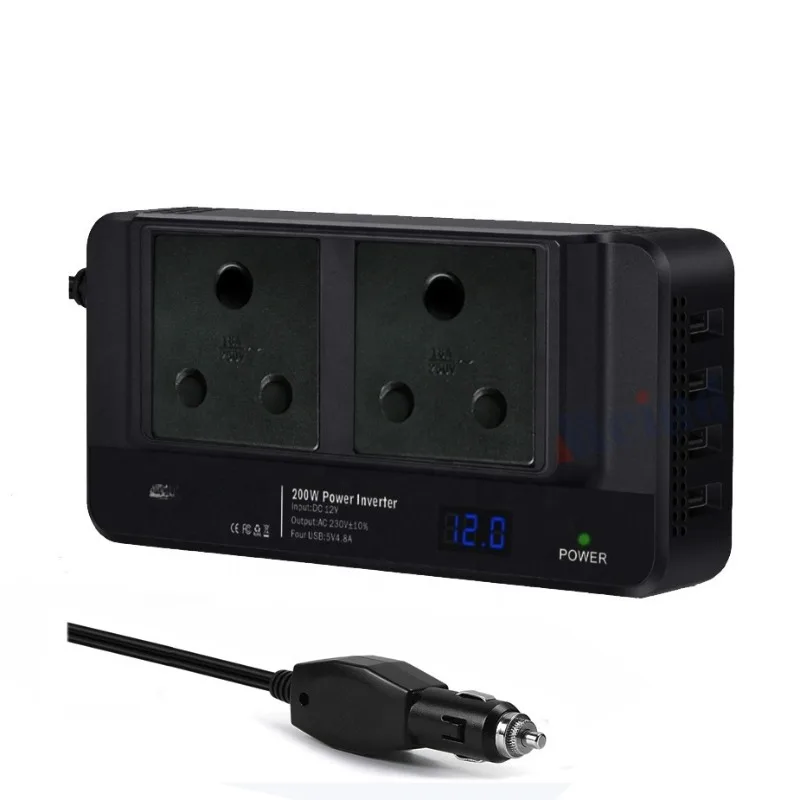 12v to 220v 200 watt with 4 usb ports dc to ac 200w inverter car inverter for south africa