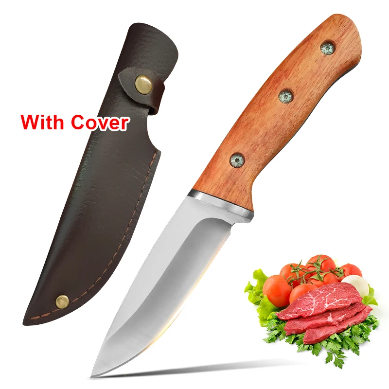 Boning Knife Hand Forged Chef Butcher Cook Meat Steak Fish Vegetab Kitchen Knives Wood Handle Slicing Barbecue Knife With Sheath