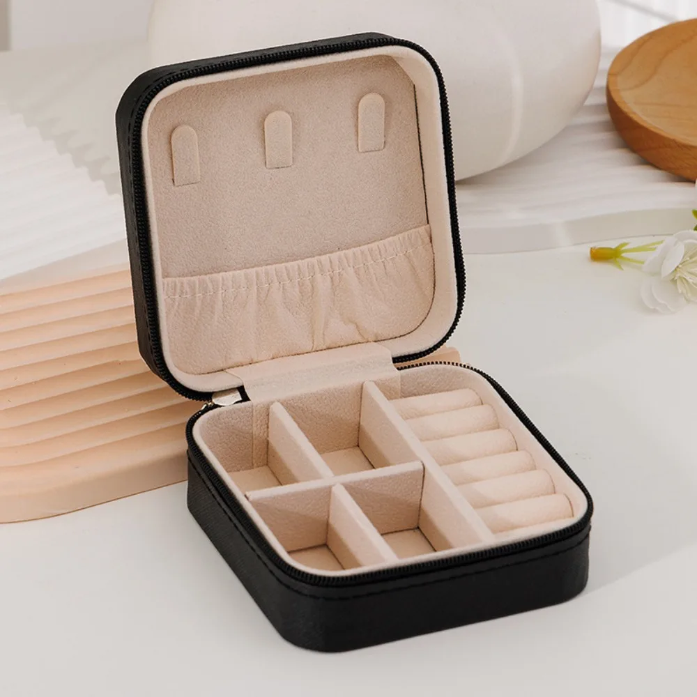 

Necklace Ring Velvet Jewelry Box Packaging Box Square Zipper Jewelry Storage Case Display Portable Earrings Organizer Holder