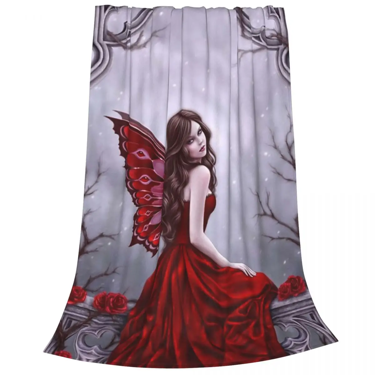 Winter Rose Butterfly Fairy Blankets Fleece Multi-function Sofa Throw Blankets For Home Bedroom Office Throws Bedspread Quilt