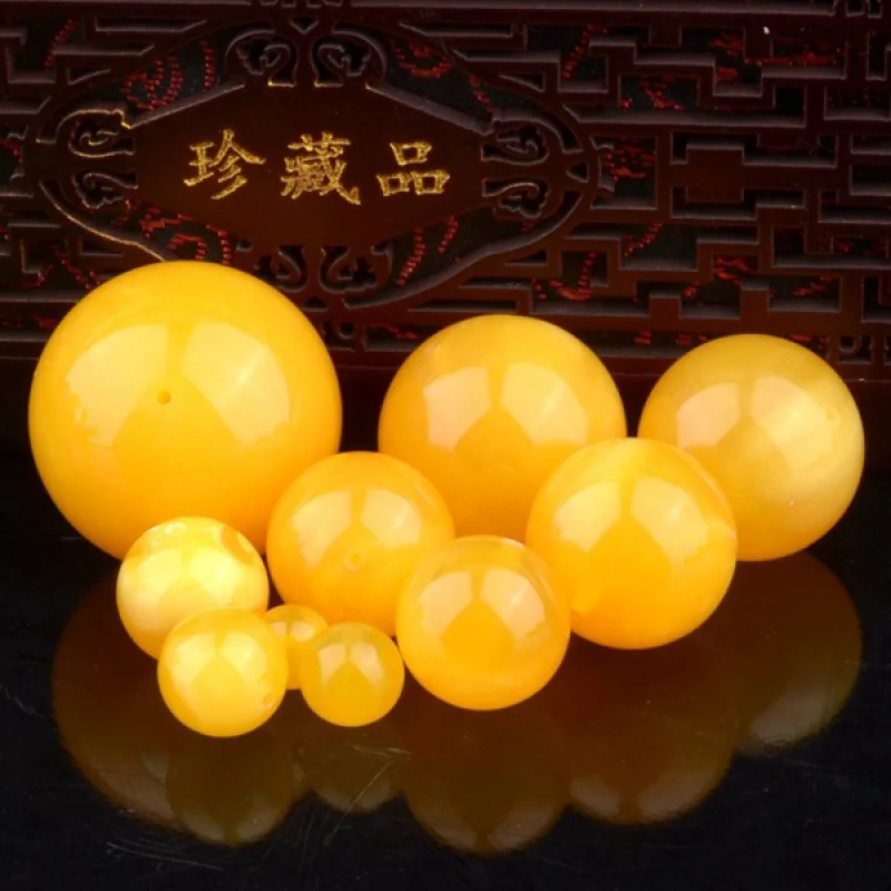 Amber Beeswax Loose round Beads Single Bead Spacer King Kong Xingyue Bodhi Accessories OrnamentsDIYPackage Beeswax Pendant