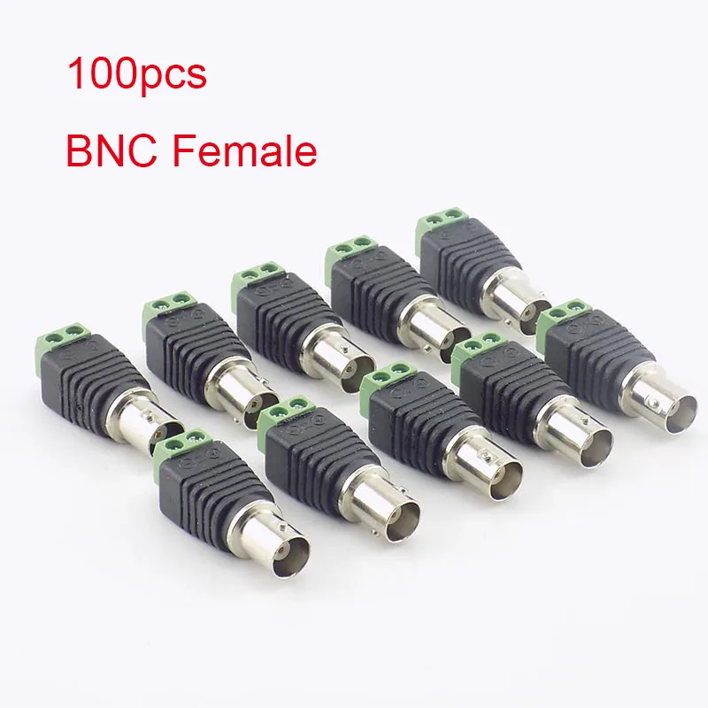 100PCS 12V BNC Female Jack Adapter Plug Video Balun Converter 5.2*2.1mm BNC Connector for Led Strip Light DVR CCTV Camera Power