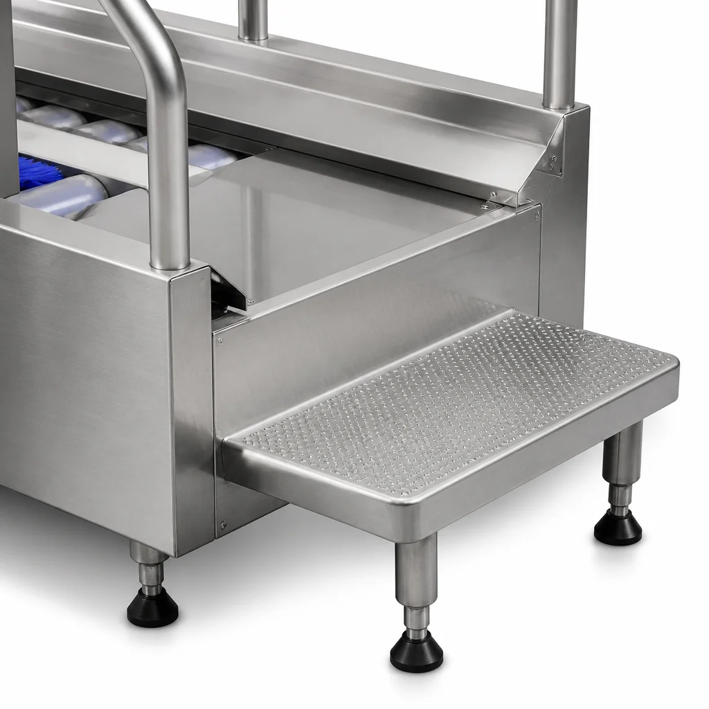 HACCP Compliant Automatic Boot Washer SUS304 - Dual Roller Shoe Sole Scrubber Station for Food Factory