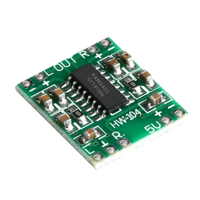 Green BoardPAM8403Amplifier Board DClass 2x3w Ultra-miniature Digital Amplifier Board2.5～5V YesUSBPower Supply