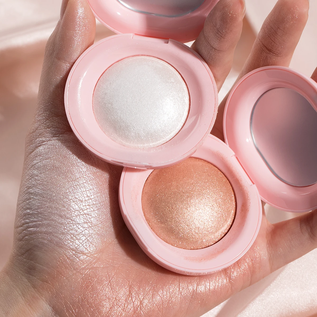 쉬머 블렌딩 가능한 블러셔 & 하이라이터 글로우, 스파클 메탈릭 피니시 하이라이트 블링 컨투어 & 오래 지속되는 아이섀도우 메이크업