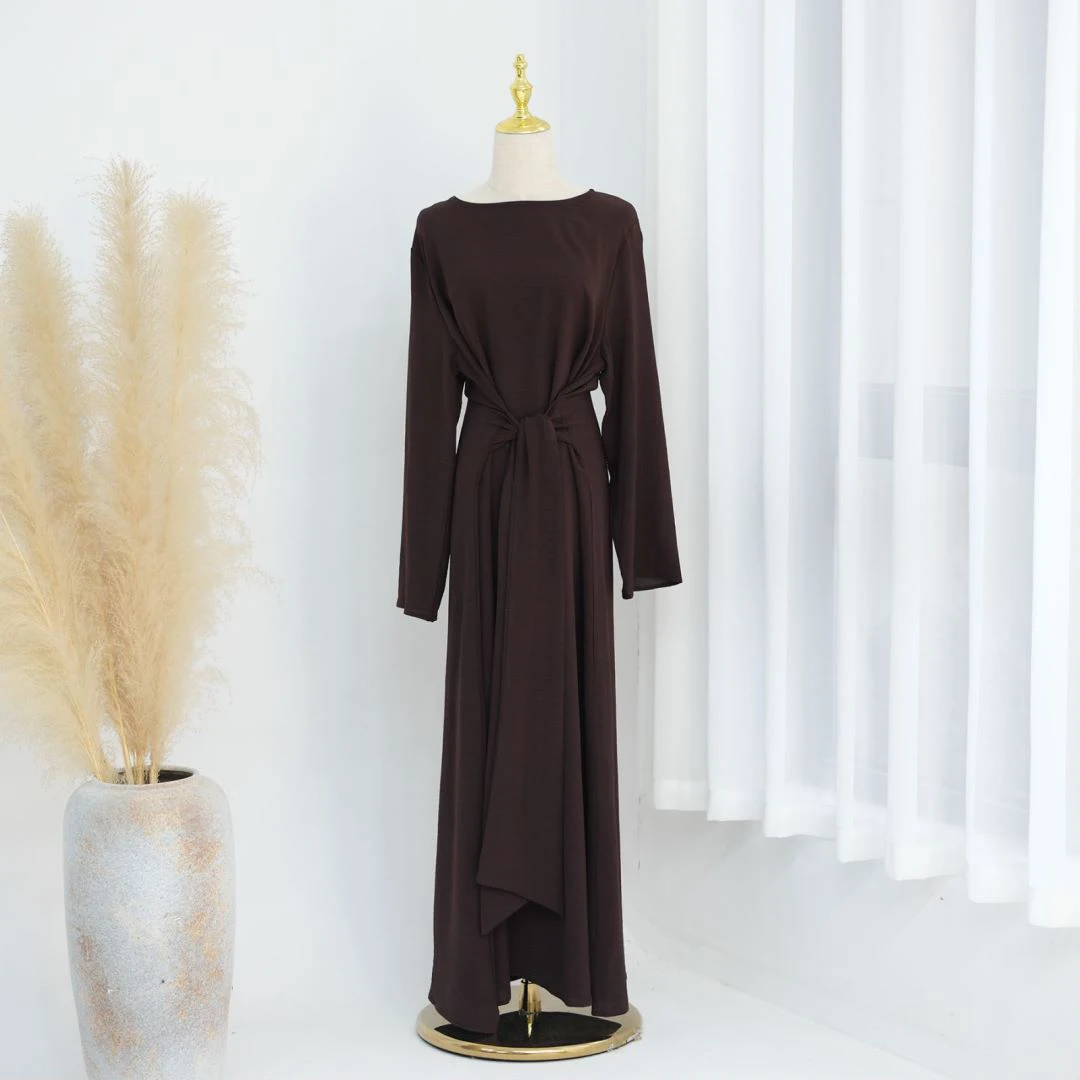 Uni Elegantes Ramadan Muslimisches bescheidenes Kleid für Frauen Eid Arabisch Türkei Kaftan Kleider Femme Plain Abaya Dubai islamische Kleidung