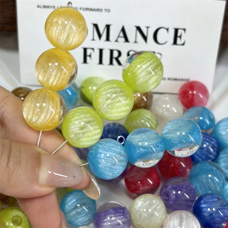 

100pcs/lot 16mm color glitter core Light-changing effect geometry rounds shape resin beads diy jewelry garment hair accessory