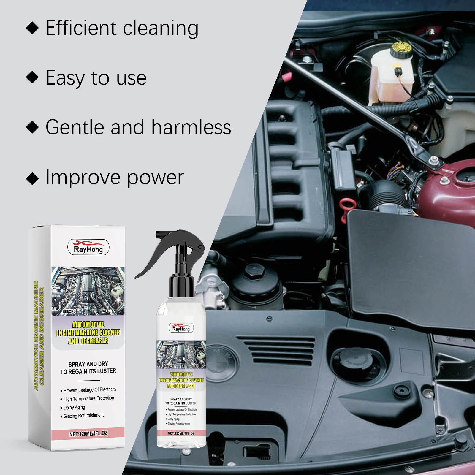 Car Engine Bay Cleaner Powerful Decontamination Cleaning Oil Dust Grease Remover Product For Engine Compartment Car Maintenance