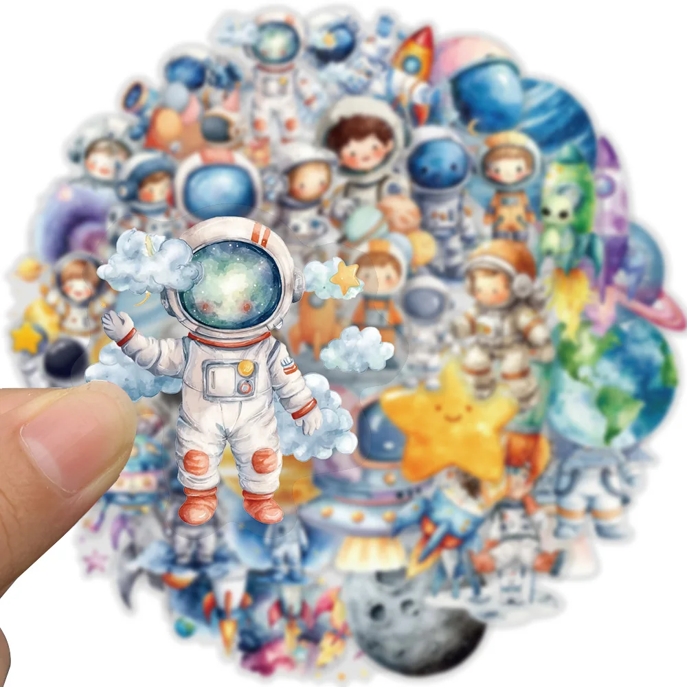 50Pcs Space Astronaut Stickers Galaxy Planet Decals Cosmic Rocket Vinyl Art Set For Adults Space Fans Notebook Diary