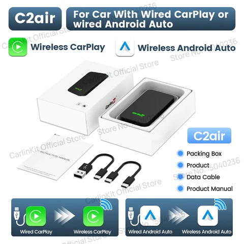Беспроводной Адаптер Carlinkit 5.0 C2Air 2-в-1 Для CarPlay И Android Auto, Поддержка Plug & Play, Онлайн-обновление