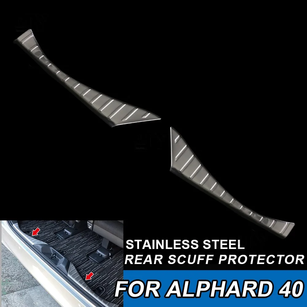 For Toyota Alphard 40 Series 2023 Stainless Steel Sticker Built-in Rear Guard Trunk Sill Plate Rear Bumper Protector