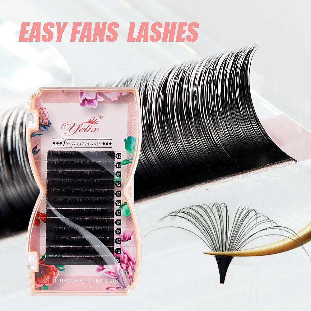 Yelix Easy Fan Lashes Extension Soft Blooming Lashes Automatic Flowering Volume Eyelashes Self-Making Fans Mega Makeup Cilia