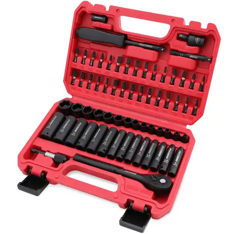 SEDY 64-Piece 1/4" Drive Impact Socket Wrench Driver-Bits Set Cr-V Metric&SAE Deep and Shallow Socket Set S2 Power Bits