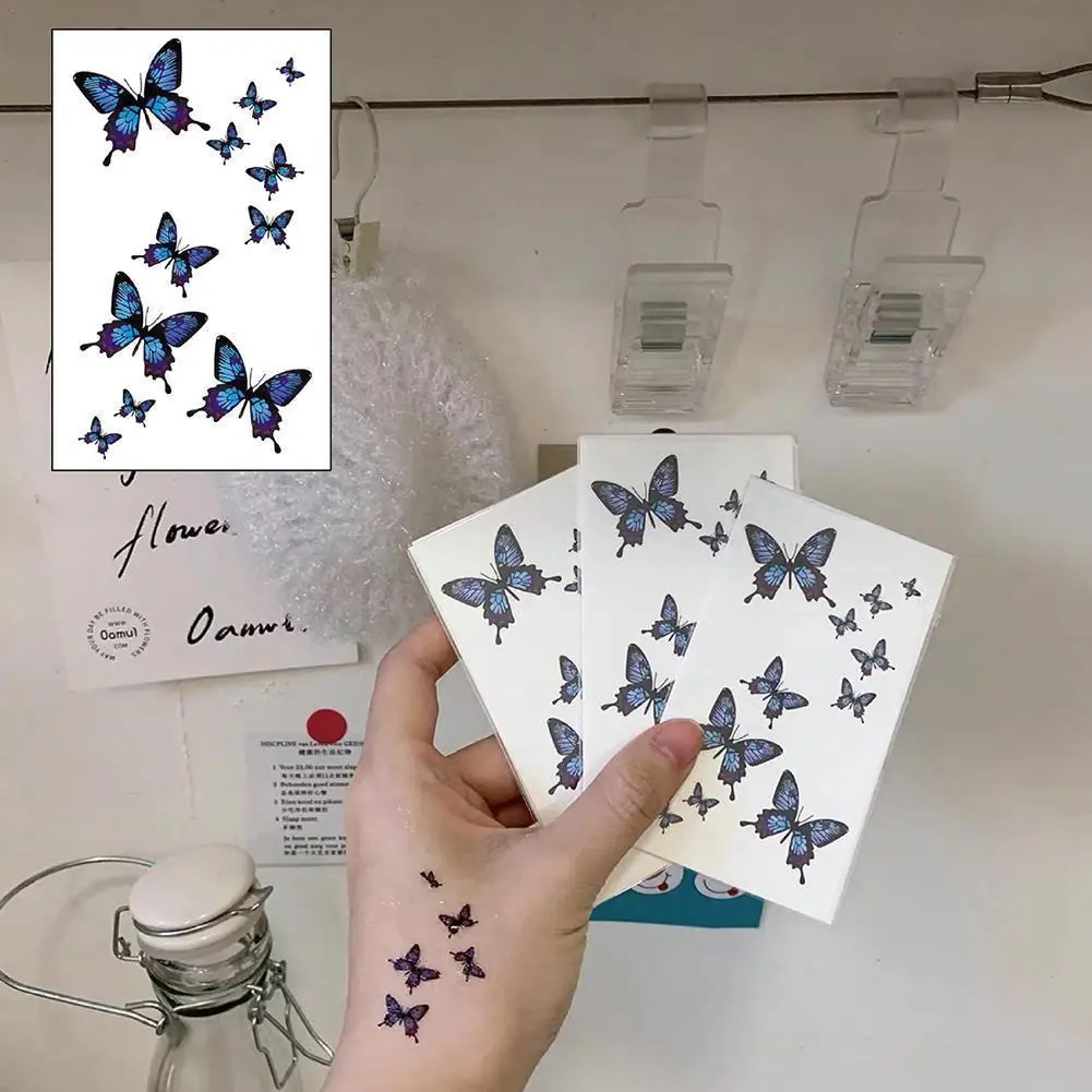 Sexy Clavicle Tattoo Sticker Blue 3d Pattern Men Women Body Stickers Tattoo Free Tattoo Waterproof Ship Art Temporary Dispo Q3u9