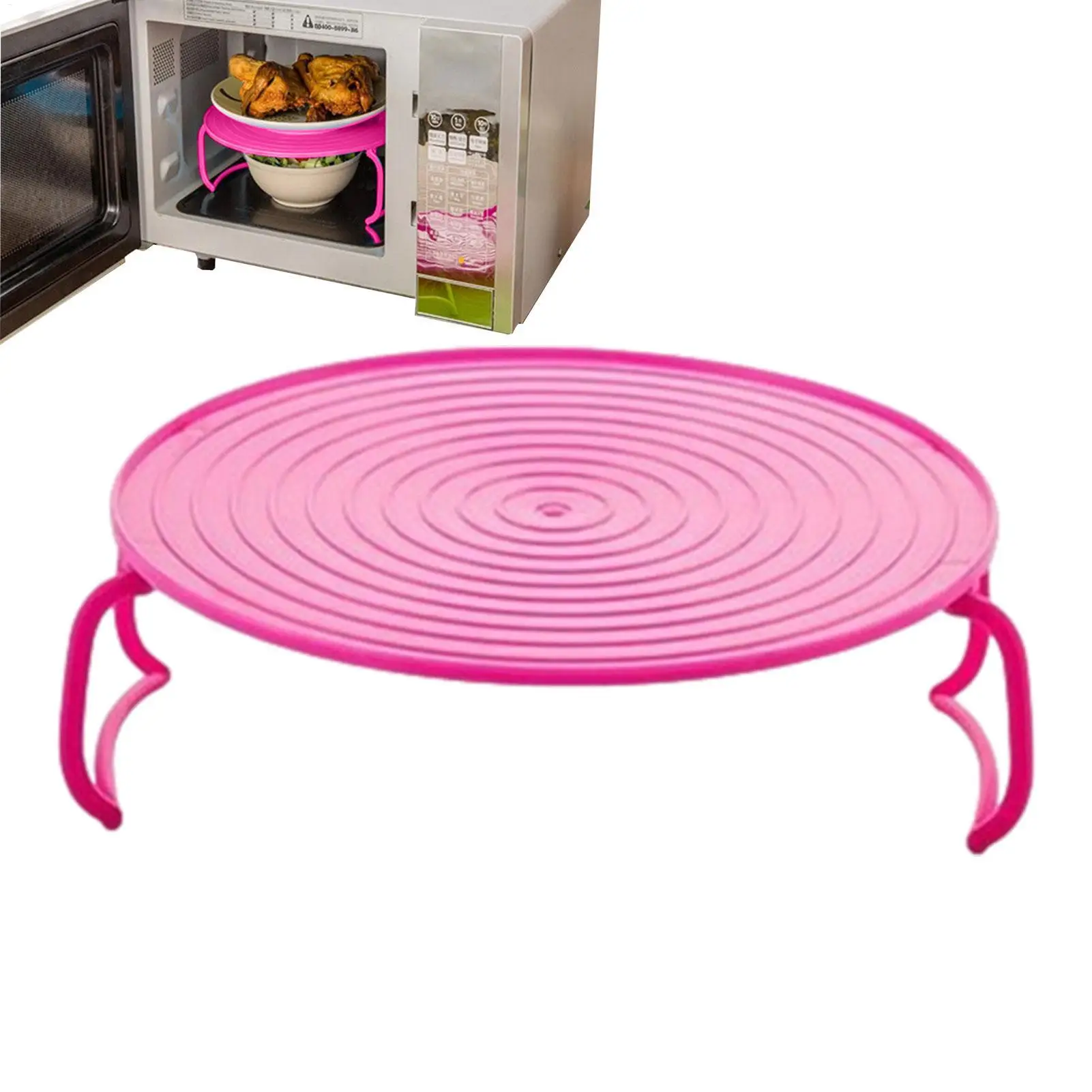 Multifunction Insulated Heating Tray Rack Plastic Kitchen Storage Rack Steaming Dish Steaming Rack Microwave Oven Folding Tray