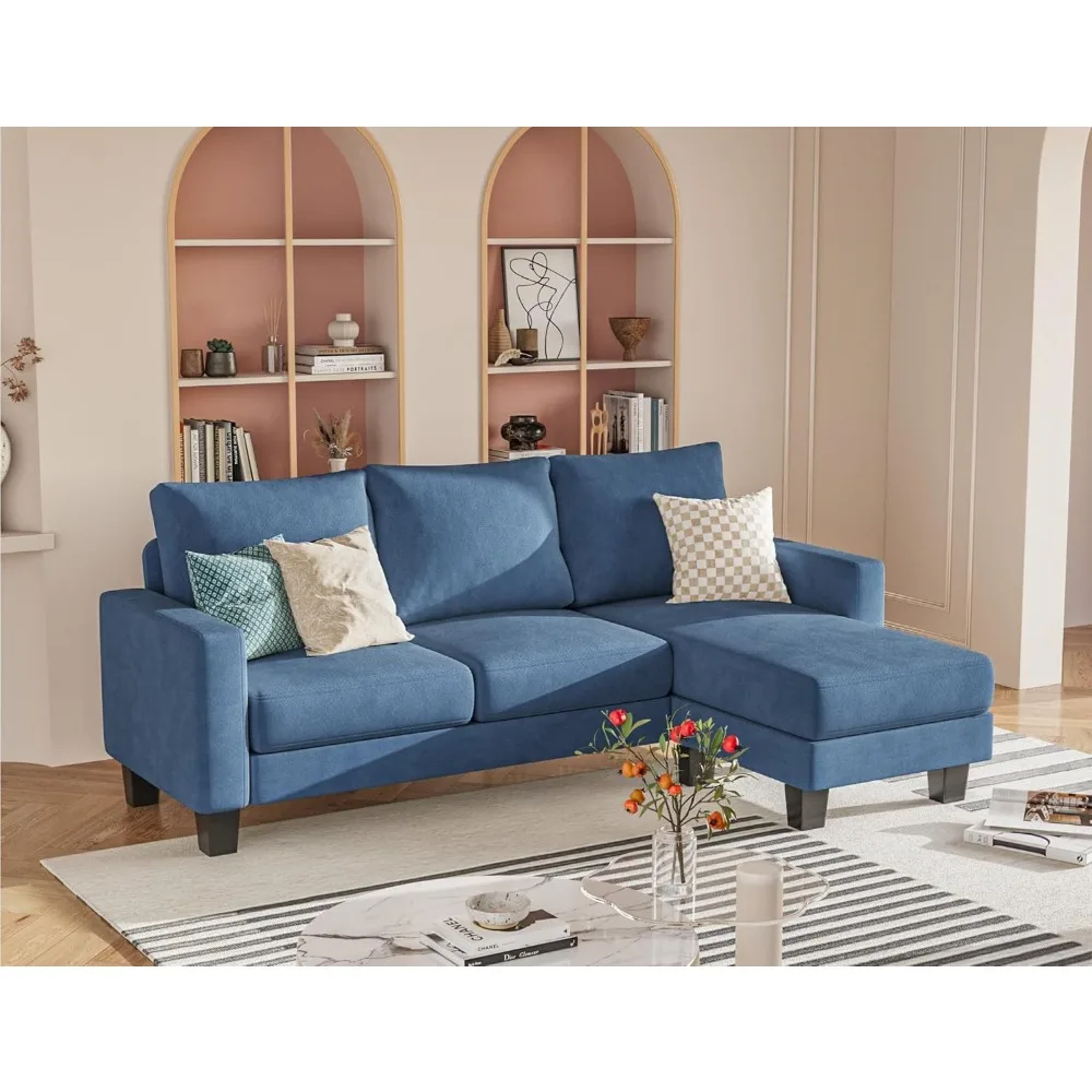 

L-Shaped 3-Seater Sofa - Convertible Chaise Corduroy Couch for Small Spaces