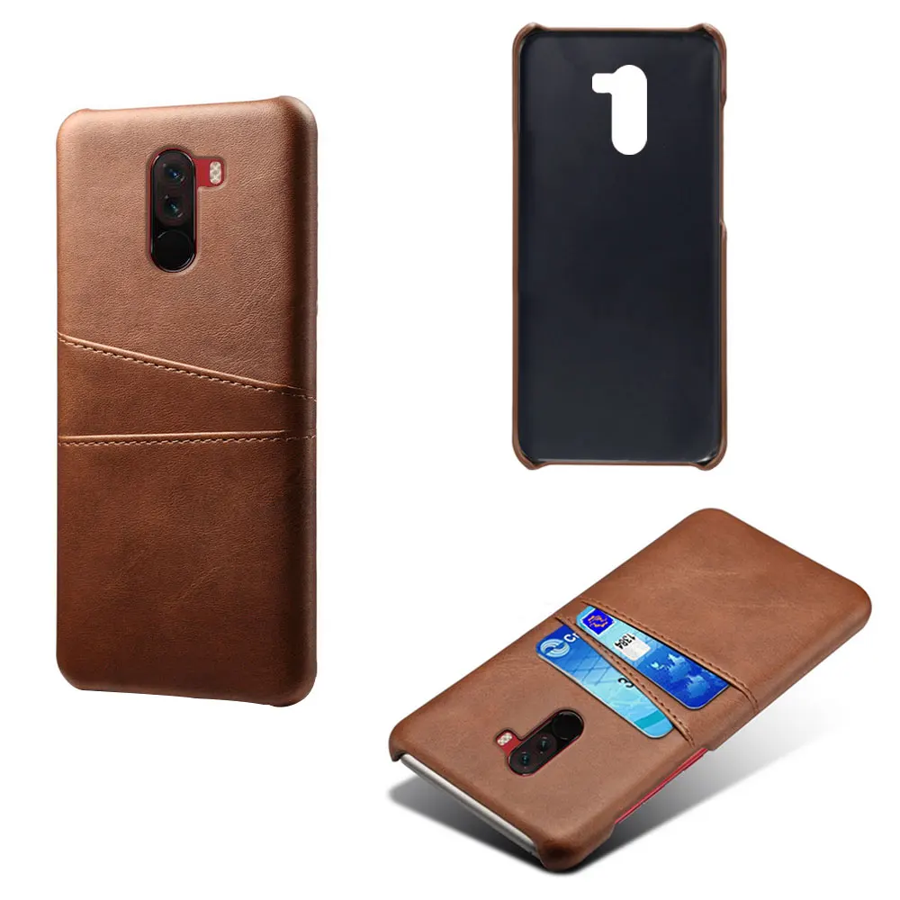 Luxury Pu Leather Back Cover for Xiaomi Pocophone F1, Business Case for Xiaomi Poco F1, Wallet Card Slots, Phone Case