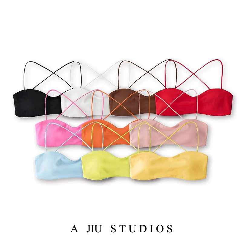 

Cross Ba Sexy Strap Vest Women Summer with Chest Pad Slimming Hot Girl Beautiful Ba Tube Top Inner Wear Street Sle