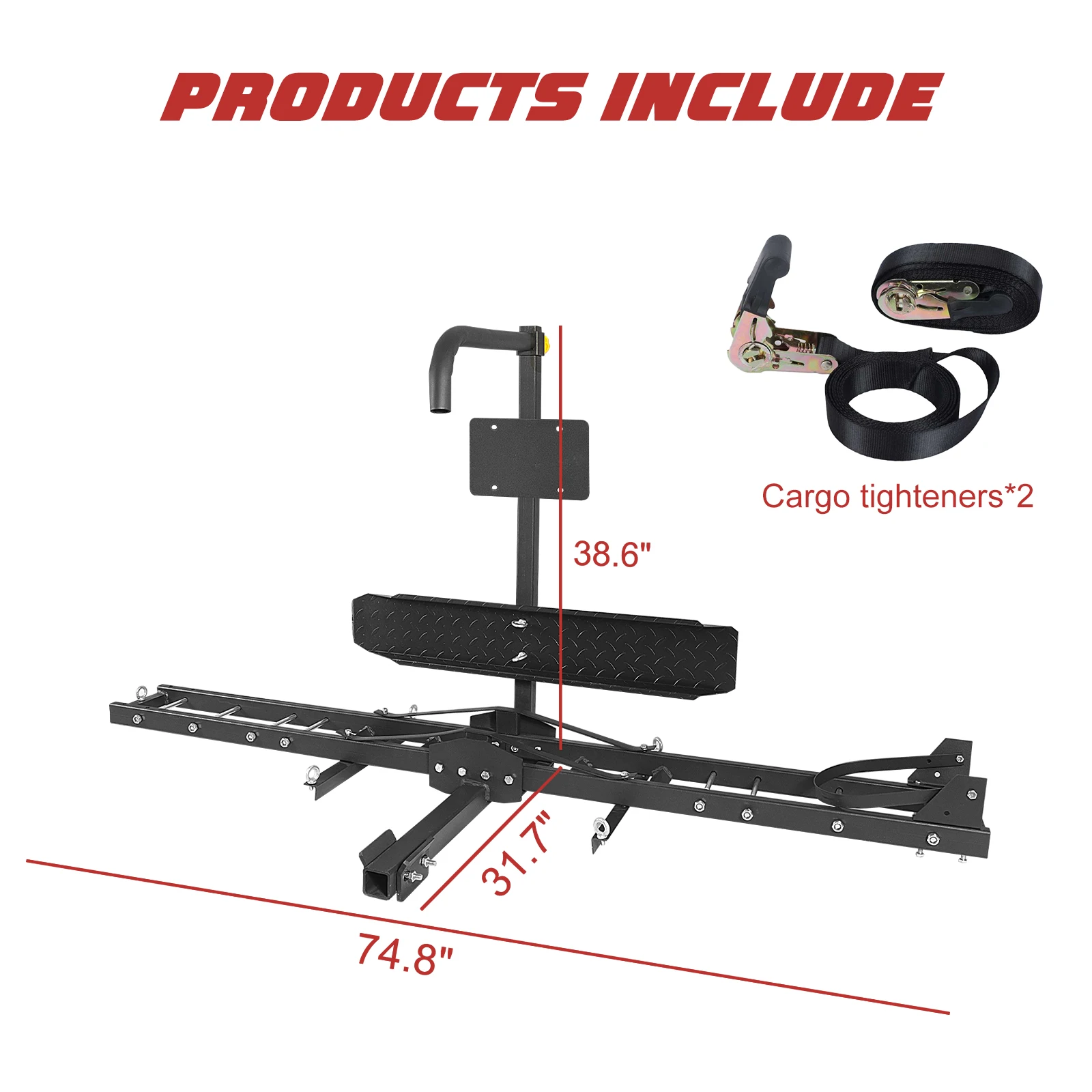 Motorcycle Trailer Hitch Carrier Scooter Dirt Bike Hauler Hitch Mount Rack for Standard 2" square III, IV or V receiver