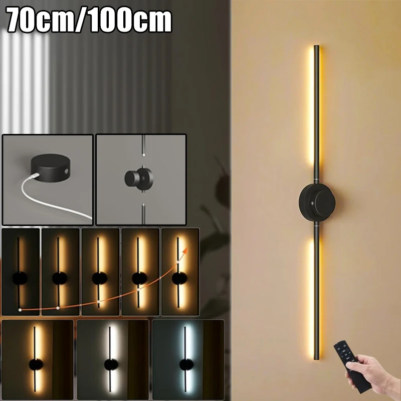 

LED Wall Light Dimmable 3 Light Colors Wall Lights Touch and Remote Control Minimalist Metal Wall Lighting for Hallway Stairway