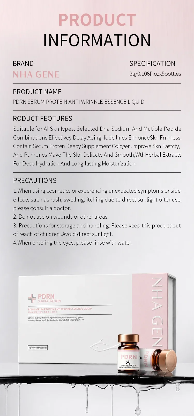 PDRN Salmon Protein Glow Serum, Visibly Plump Skin, Smooth Fine Lines, Gentle Barrier Recovery for Sensitive Complexion