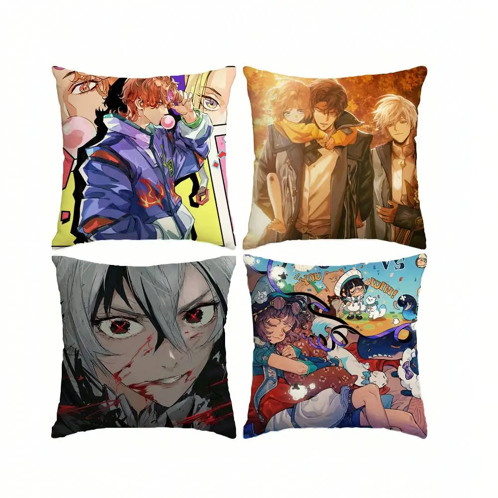 Anime-Style Mobile Game A-Ash E-Echoes  Pillow Case Square Double-Sided Sofa Cushion Cover Bedroom Bedside Pillow
