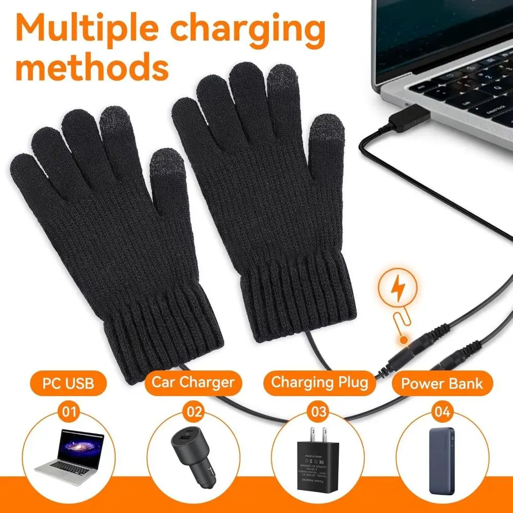 حار الشتاء USB قفازات ساخنة دافئة قابل للغسل درجة الحرارة تدفئة اليد قفازات قابل للتعديل قفازات الحياكة للرجال والنساء