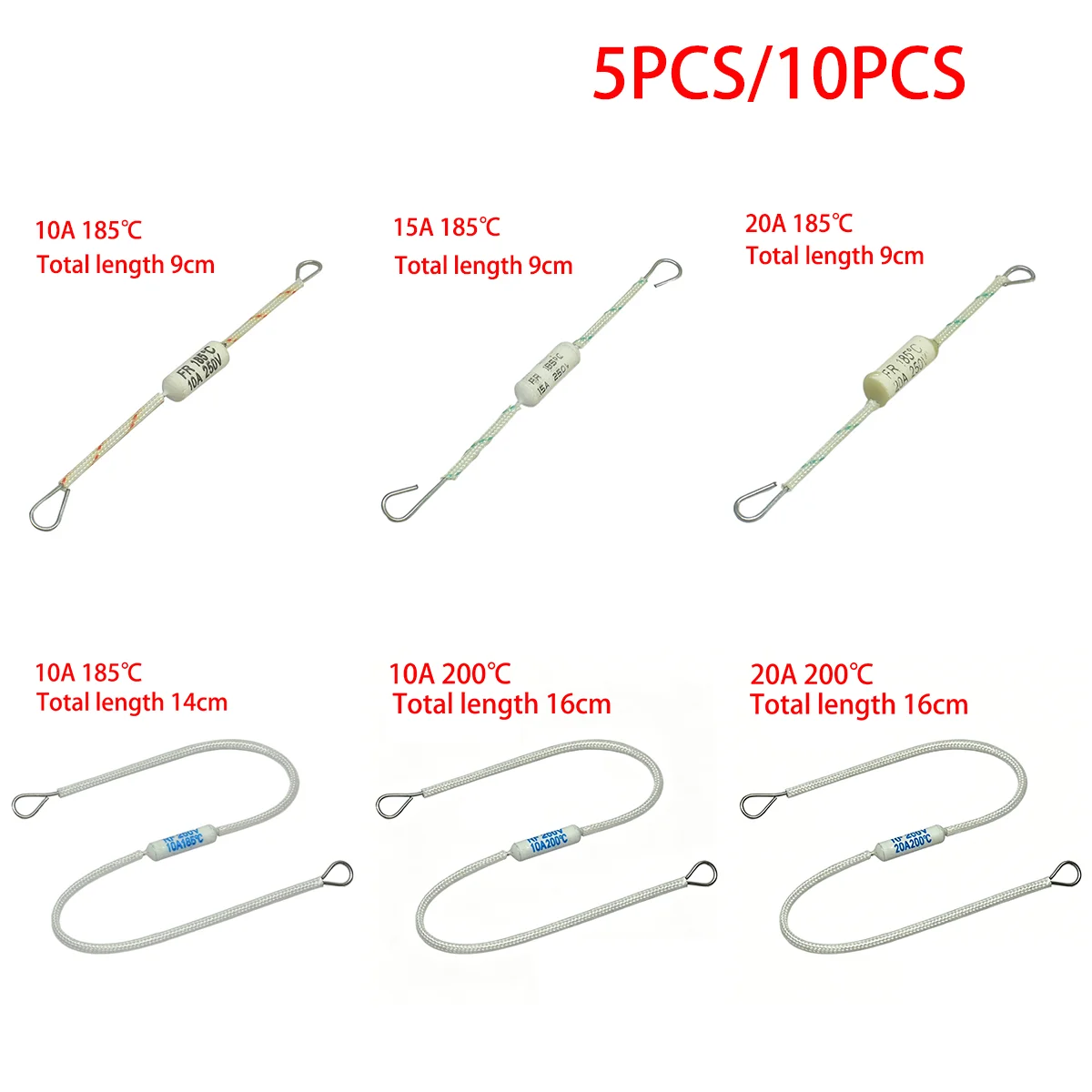 5PCS/10PCS RF 10A/15A/20A/185 ℃   10A/20A/200 ℃   Fusible térmico cerámico para olla arrocera