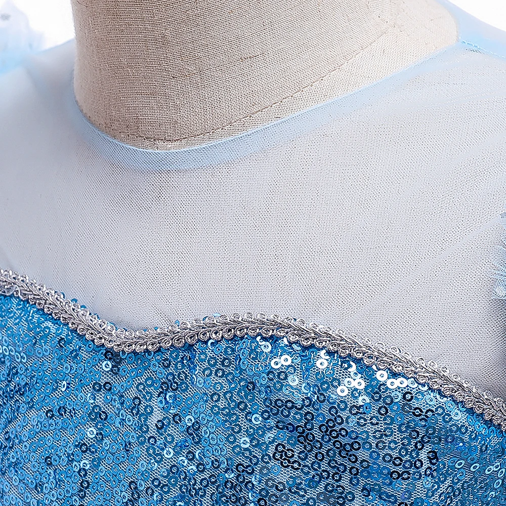 Karneval Cosplay Schneeprinzessin Party Mädchenkleider Halloween Weihnachtskostüm Pailletten Schneeflocke Geburtstagskleid für Mädchen Kinderkleidung – Detail 5