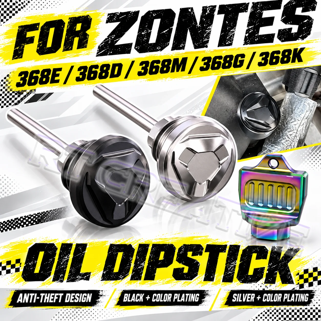Motorcycle Anti-Theft Gear Oil Dipstick Gauge Ruler Screw Cap Fit ZONTES 368G 2024 Scooter Aftermarket Parts