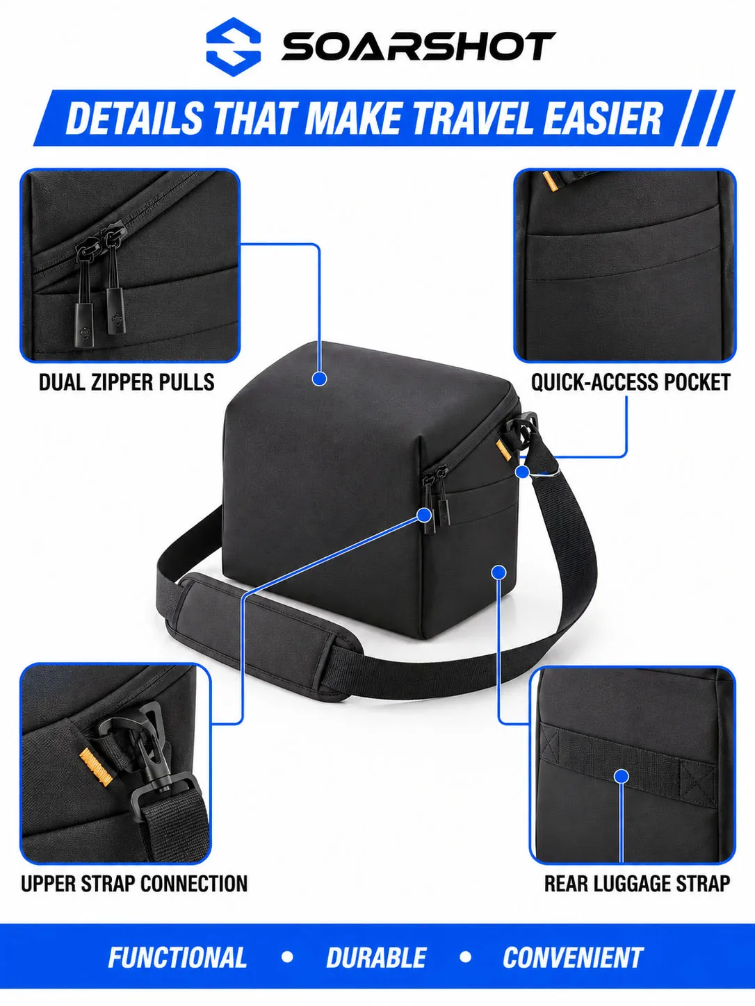 SOARSHOT Tragetasche für DJI Avata 2 Goggles 3 Tragbare Umhängetasche Drohnenzubehör Reiseaufbewahrung – Detail 4