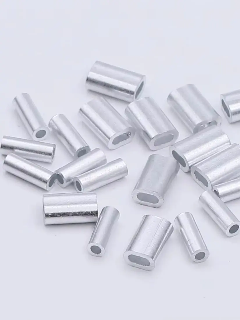 Manchons à sertir de pêche, outil en aluminium résistant à la Corrosion pour ligne monofilament et connexion Leader, 9KM, 50 pièces